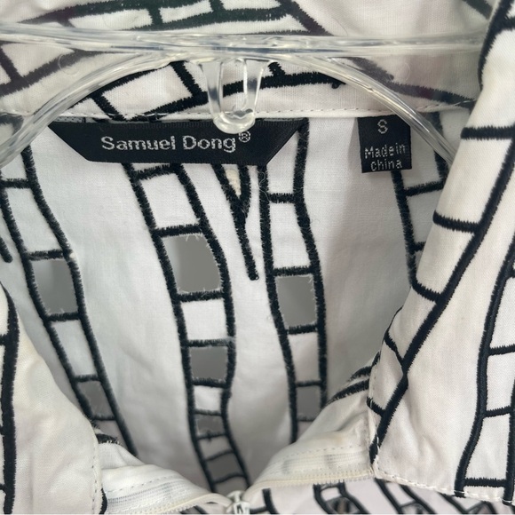 Samuel Dong Womens Jacket Small White Black Full Zip Black White Cutouts - Picture 5 of 11